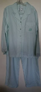 Cabernet  Classics 100% woven cotton green  striped pajama set Size L - Picture 1 of 9