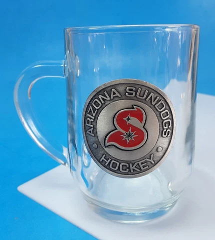 Rare Arizona Sundogs Hockey Pewter Emblem Glass Mug Cover