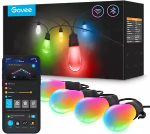 Smart Outdoor String Lights H7021, RGBIC Warm White 96Ft (2 Ropes of 48Ft) LED B - Picture 1 of 12