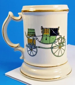 Vintage Stagecoach Carriage Wagon Shaving Mustache Mug with Gold Trim by Enesco. - Picture 1 of 6