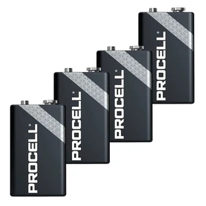 4 X DURACELL PROCELL 9V BLOCK REPLACES INDUSTRIAL PP3 ALKALINE BATTERIES MN1604