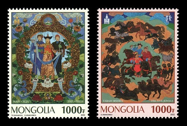   Шелковая аппликационная марка - Монголия 2022 как новая без наклеек и следов - Изображение 1 из 1