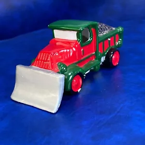 Vintage Abt. 56 rot grün Schneepflug LKW Schneedorf Keramik abgeplatzt - Bild 1 von 20