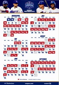 2024 TEXAS RANGERS MAGNETIC SCHEDULE (SGA) – 2023 WORLD CHAMPIONS - NEW - Picture 1 of 1