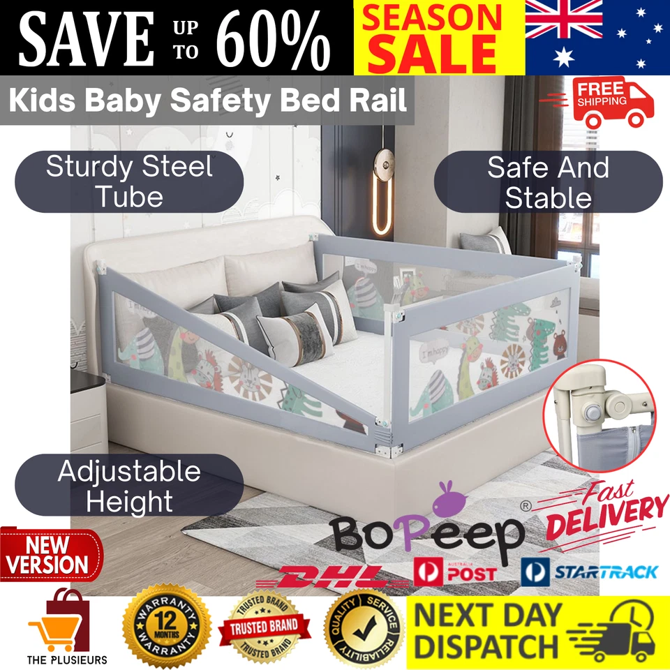 Bopeep Kids Baby Safety Bed Rail Adjustable Folding Child Toddler Protect Medium