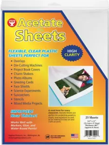 Hygloss, Transparent Acetate Sheets 7 mil, High clarity, 8.5x11 Acid-Lignin Free - Picture 1 of 2