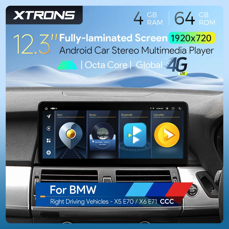 12.3" Car Stereo Android 14.0 GPS Head Unit Octa-Core for BMW X5 E70 X6 E71 CCC - image 1 of 4