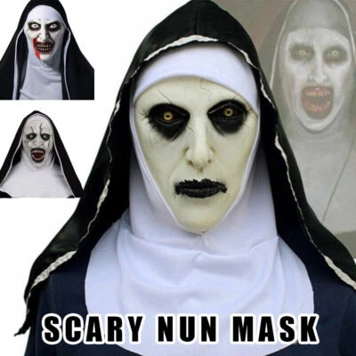 MARKENLOS Die Horror Gruselige Nonne Latex Maske mit Kopftuch Valak Cosplay für Halloween