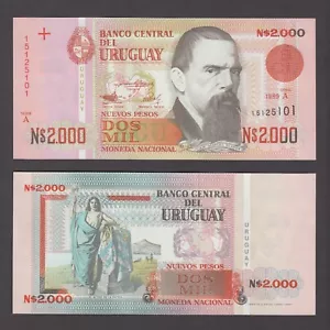 URUGUAY P.68a 2.000 2.000 2000 NEUE GEWICHTE 1989 UNZIRKULIERT WIR KOMBINIEREN YYY - Bild 1 von 1