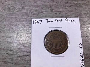 1867-Two Cent Piece Civil War Era U.S. Copper Coin-022624-55 - Picture 1 of 4