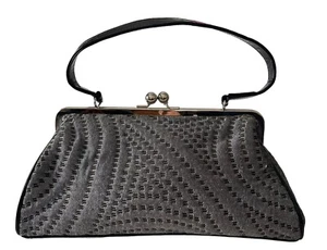 Glenda Gies Gray Black Jackie Purse Abstract Pattern Handbag Polka Dot Inside - Picture 1 of 11