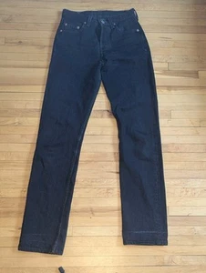 Vintage Levi's 501 Black Denim Button Fly 27"x34" 90's Retro - Picture 1 of 6