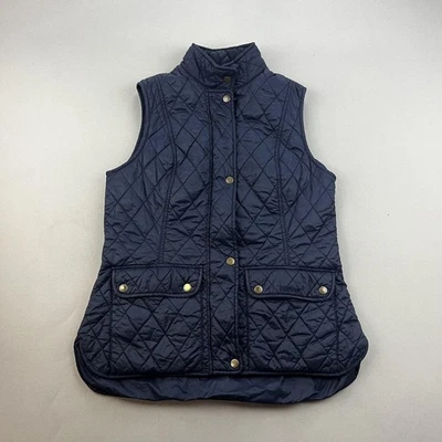 Chaleco Chaqueta Barbour Otterburn Chaleco Mujer 8 Azul Acolchado Diamante Cremallera Frontal a Presión Foto 1 de 4