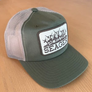 Gorra Seager Longhorn verde Western Trucker malla trasera a presión nueva sin etiquetas - Imagen 1 de 8