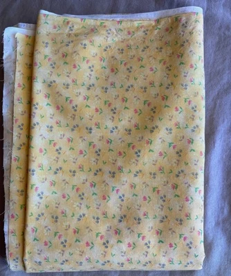 Telas generales #8246 vintage de algodón amarillo/floral de 3,5 yardas Foto 1 de 4