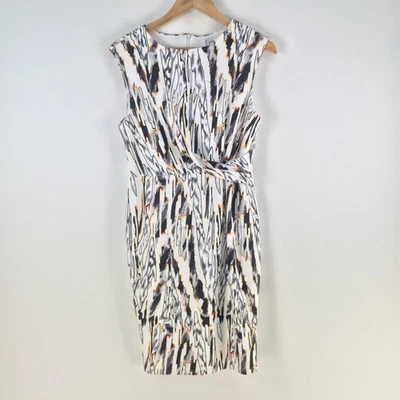 Evie dress womens 12 pencil white geometric knee length zip 119027 - Image 1 of 4