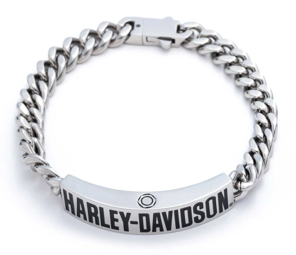 Harley-Davidson para hombre 9 pulgadas Pulsera de cadena con logotipo H-D - Acero inoxidable Foto 1 de 1