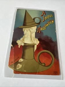 Eine fröhliche Halloween Hexengesicht Kerze A/S Ellen Clapsaddle um 1910 Postkarte - Bild 1 von 4
