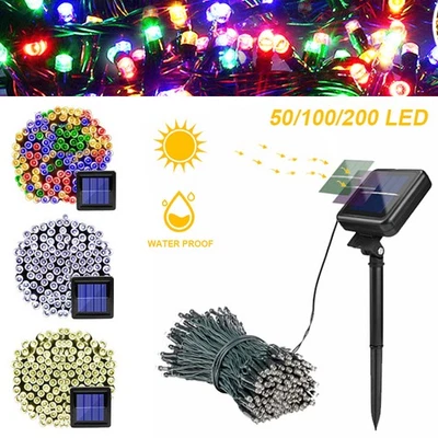 Solar Lichterkette Beleuchtung Kette 100 | 200 | 300 LED Party Garten Außen Deko - Bild 1 von 4