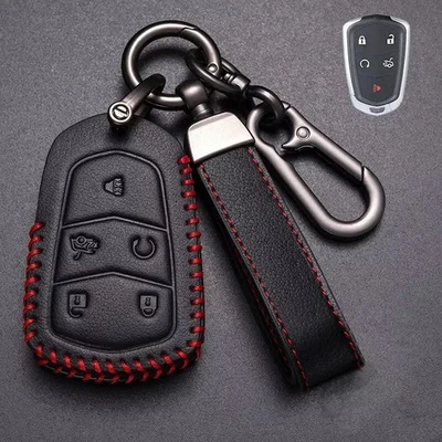 Genuine Leather Car Key Fob Case Cover For Cadillac ATS XTS CTS CT6 XT5 Escalade - Image 1 of 4
