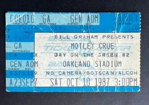 Boleto de concierto Motley Crue 1987 10/10/87 niñas, niñas, niñas - Oakland aprox. - Imagen 1 de 1