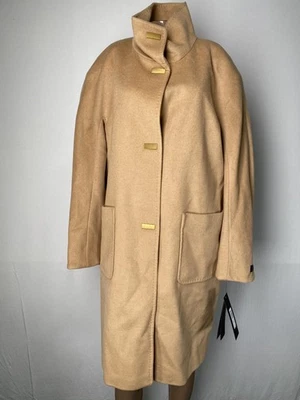 Abrigo Donna Karan Mujer Marrón Camel Talla M Soporte Cuello Embudo Pecho Único Foto 1 de 4