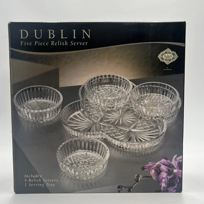 Dublin Crystal Five Piece Relish Server Tray with 4 Small Bowls - Image 1 of 4