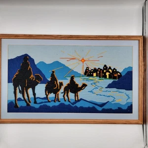 Vintage 70er Weihnachten Drei Könige 2091 fertig fertig fertig gerahmt KREUZSTICH 1981 - Bild 1 von 5