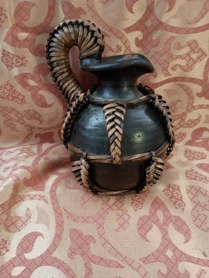 Detalle de cesta jarra antigua asiática Foto 1 de 4