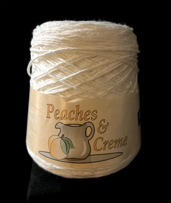 Peaches & Cream Yarn 1 lb. 453g. Cone White 100% Cotton Made in USA  4Ply - Image 1 of 4