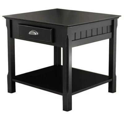 Mesa auxiliar WINSOME WOOD 21,97" H X 22,4" W, material cuadrado de marco de madera en negro Foto 1 de 4