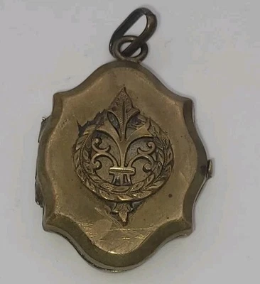 Médaillon ancien fleur de lys Porte Photo Cassolette Laiton – fin XIXᵉ# J5 - Photo 1/4