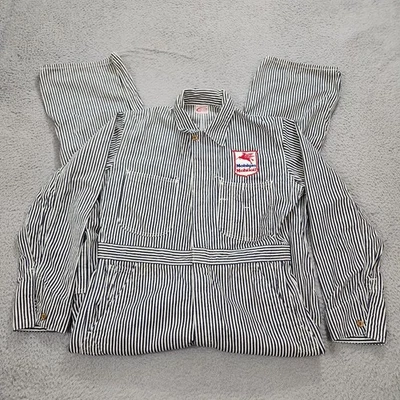 Vintage 50s Cowden Overall Mens 30 Hickory Stripe Sanforized Mobilgas Mobiloil - Image 1 of 4