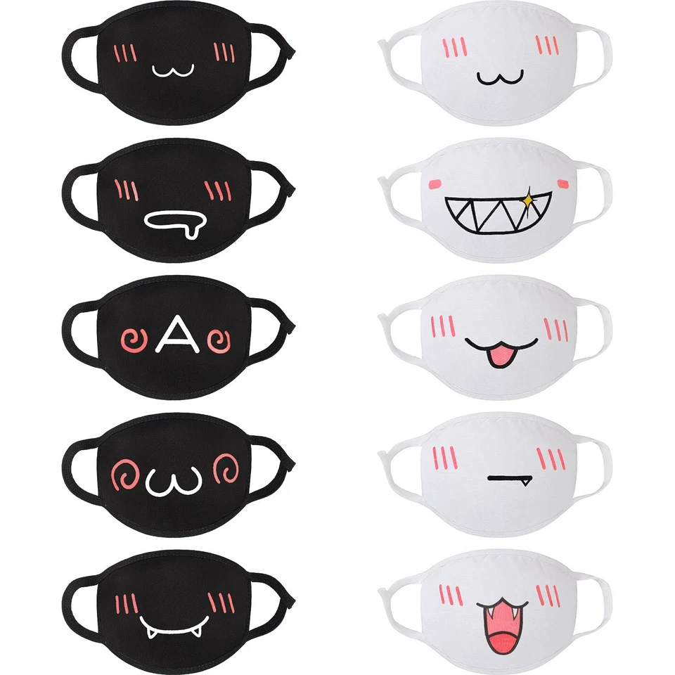 10 Pieces Kawaii Mask Anime Face Mouth Mask Cute Mouth Covering Reusable Washabl - Image 1 of 4