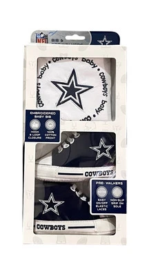 Dallas Cowboys Bebé Conjunto de Regalo, Babero y Zapatos Pre-Caminante Unisex Caja Ligera Dañada Foto 1 de 2