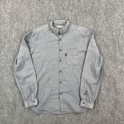 Camisa Burberry Brit Para Hombre XL Gris Cambray Abotonada Algodón Lino Manga Larga Foto 1 de 4