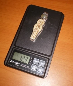 925 Sterling Silver, Bone & Labradorite Egyptian Mummy Pendant 12.3gr ~ 2.25" - Picture 1 of 14