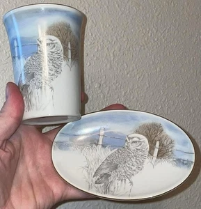 Vintage Set Lot Otagiri Eule Zahnbürste Seifenhalter, Becher Badezimmer Zahnbürste - Bild 1 von 3