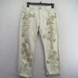 Anthropologie Pilcro Jeans Womens 29 Slim Boyfriend Embroidered Floral Pants - Picture 1 of 16
