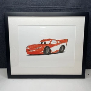 Disney Cars Lightning McQueen Framed Sketch Print Limited Pottery Barn 17x14 - Picture 1 of 14
