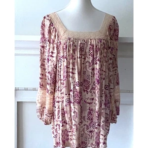 Maurices 2X Top Blouse Plus Boho Peasant Flowy Paisley Billowy Bell Arms Lace - Picture 1 of 13