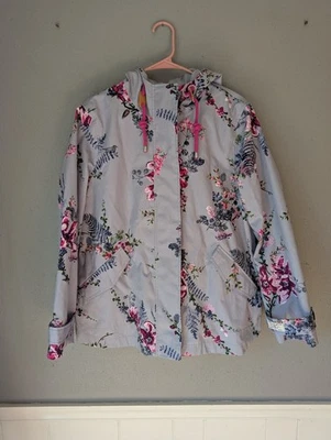 Casaco de chuva feminino impermeável Joules padrão floral pássaro tamanho 12 - Imagem 1 de 4