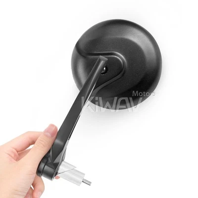 Bar end mirrors black round retro neat fits 1" 7/8" bar fits Ducati scrambler - Imagem 1 de 4
