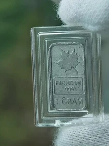 1 gram 1g Maple Leaf .999 Fine Indium Bullion Bar In Element - Picture 1 of 3
