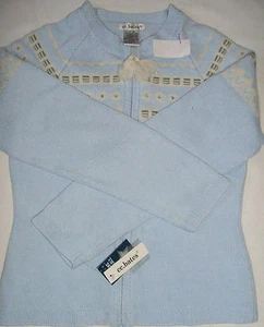 cc.bates Girl's Down Zip Cotton/Wool Long Sleeve Sweater L/14 Sky Blue - Picture 1 of 3