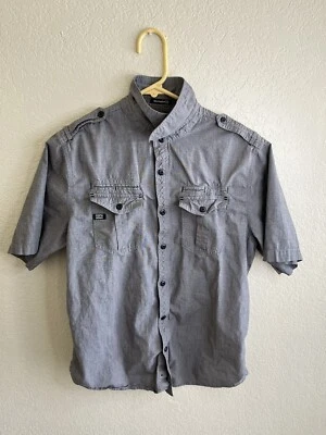 OCEAN CURRENT Short Sleeve Button Up Shirt w/ Pockets - Grey - Men’s Size M - Image 1 of 4