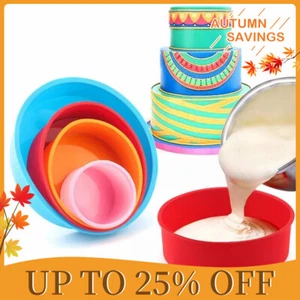 4/6/8/10inch Silicone Round Cake Pan Mould Tins Non-stick Baking Muffin Bakeware - Picture 1 of 14