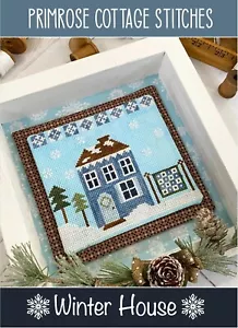 Primel Cottage Stiche gezählte Kreuzstichkarte ~ Winterhaus ~ - Bild 1 von 3