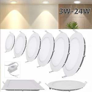 3W 6W 9W 12W 18W 24W LED Recessed Ceiling Panel Down Lights Slim Lamp Fixture US - Picture 1 of 21