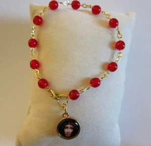 Precious Blood Of Christ Rosary Bracelet Auto Car Rearview Red Glass beads - Picture 1 of 6